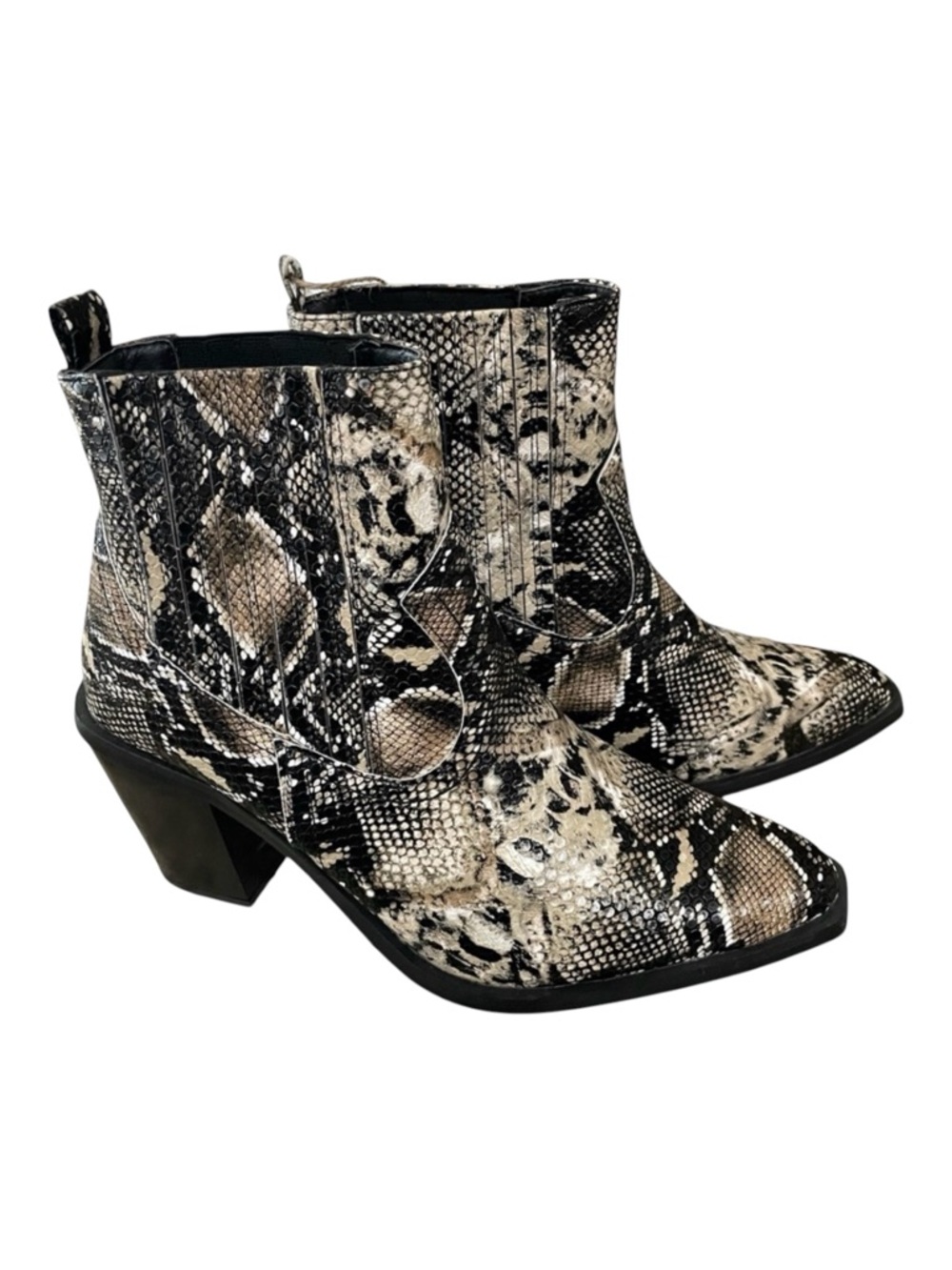 Seven7 Women's Eve Western Snakeskin Faux Leather Cowboy Booties NWT Size 9